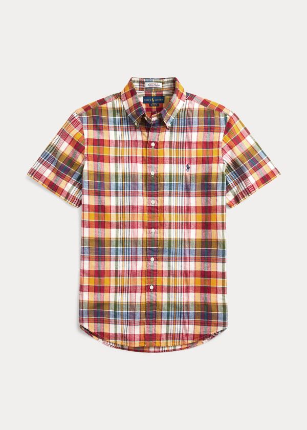 Camisa Polo Ralph Lauren Hombre Amarillos / Rojos Multicolor - Classic Fit Madras - KRPJZ3807